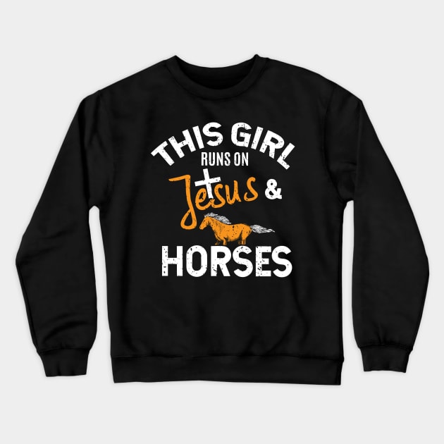 Cute Horse, Horse Lover, Equestrian And Christian Gift print Crewneck Sweatshirt by Blue Zebra